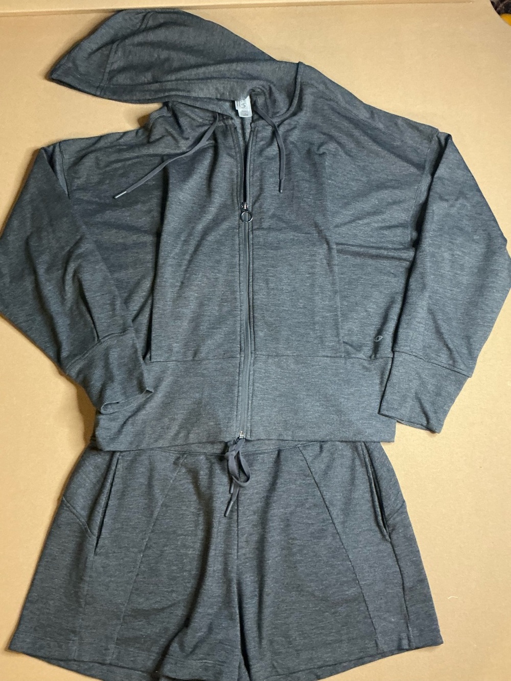 Two piece shorts and hoodie jacket set